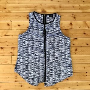 Black and White Sleeveless Blouse